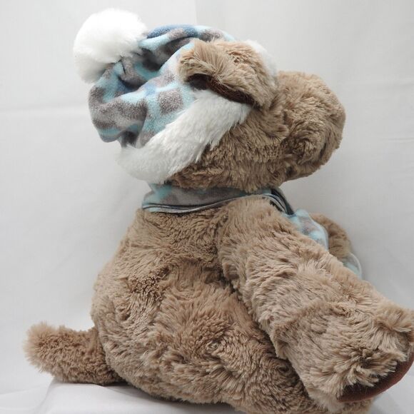 GENTLE TREASURES Winter Gray Plush Puppy Dog Beanie Hat Scarf Stuffed Animal - Picture 5 of 12